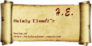 Helmly Elemér névjegykártya